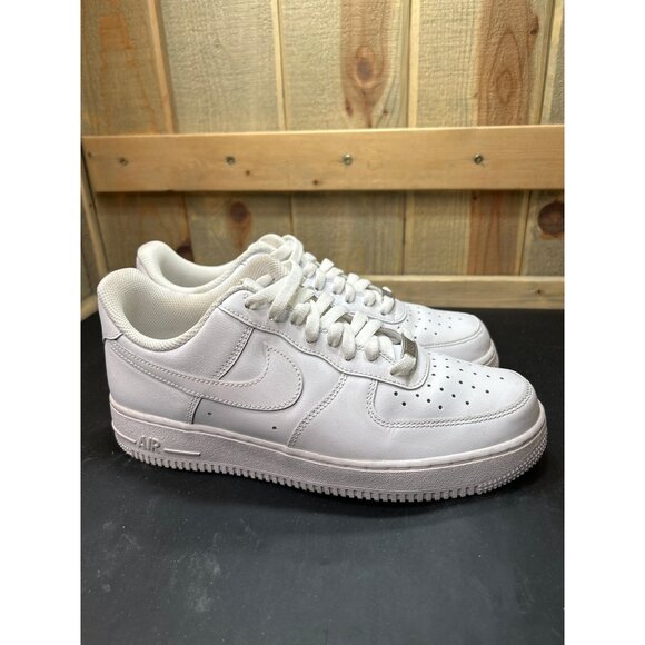 Nike Air Force 1 Low Sneakers Mens Size 8.5 White Leather Classic Style - Picture 1 of 9